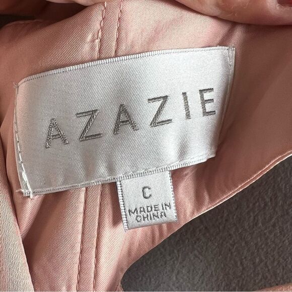 AZAZIE SHANIA NWT Rose Gold Sheath V-Neck Pleated Stretch Satin Dress Size C - Picture 13 of 16